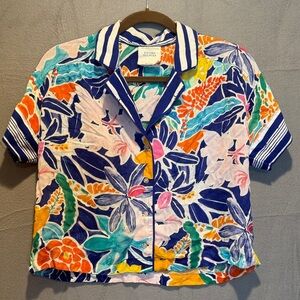 Anthropologie Sisters Gulassa Vibrant Floral pajama Shirt